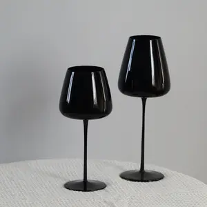 Copo de vinho preto preto, copo de cristal preto puro, decorado para decoração de casa, ideal para momentos mágicos e super finos