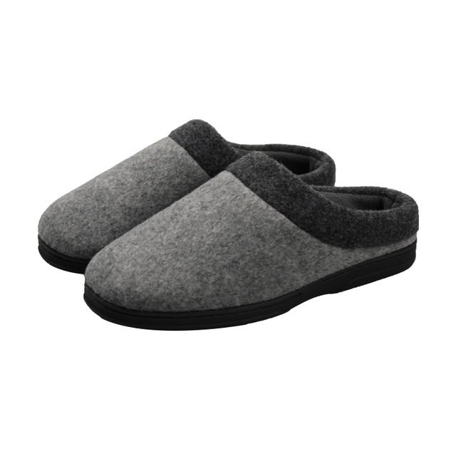 Custom Fashion Felt Anti Slip Rubber Sole Memory Foam Winter Warm Men Indoor House Slippers
