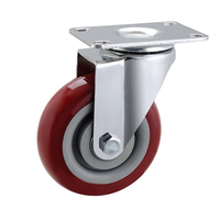Roulette fixe rigide rouge de roue de roulette de PVC 3 "4" 5 "roulette
