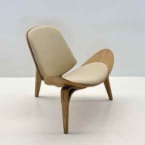 Fauteuil en cuir avec coque en bois massif, chaise de salon rétro à structure en bois, chaise à dossier ergonomique pour salon et chambre, personnalisable - Product Image 5