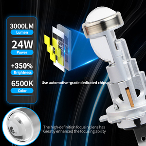 Bombilla LED H7 para Faros Delanteros <span class=keywords><strong>de</strong></span> Proyector, 6000K Blanco Frío, Inalámbrica, Plug and Play, 24W, 3000LM, Lente H7, Bombillas LED para Automóvil - Product Image 3