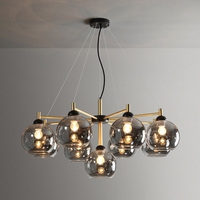 Luminaires de Table nordique Vintage, lustre de salle à manger, lampe de plafond à boule de verre fumée de cuisine