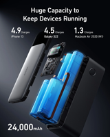 Batterie externe Anker 737 PowerCore A1289 24000mAh portable 140W PD 3.1 à charge rapide USB C avec écran numérique pour ordinateur portable