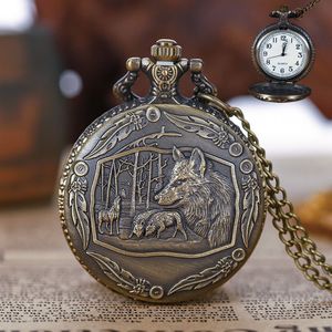 <span class=keywords><strong>Montre</strong></span> de poche vintage en bronze avec tête de loup en relief, quartz, avec chaîne de collier, <span class=keywords><strong>pendentif</strong></span>, excellent cadeau pour les hommes et les enfants - Product Image 2