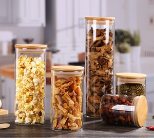 Storage Jar Hot Selling High Quality Original Design Kitchen Glass Storage Jar With Bamboo Lid