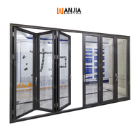 Porte pliante moderne à cadre étroit en aluminium, porte accordéon pour commerce, bureau, vitrine, porte pliante en verre trempé