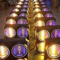 Projecteur de scène à 2 faisceaux lumineux COB LED Matrix RGB Strobe Wash Ring Light DMX512 activé par le son pour mariage, fête, spectacle