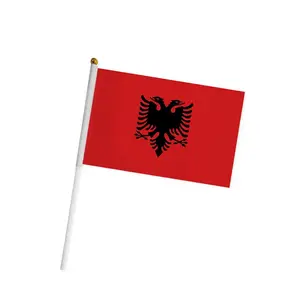 2024 New Product 14*21CM Polyester Fabric Mini Printed Albania Hand Held Waving Flag For Cheering Events