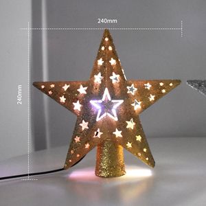 <b>LED</b> Treetop Star Decorative <b>Lights</b> Five Pointed Star Projection Rotating Christmas <b>Tree</b> Topper Hanging Ornament - Product Image 2