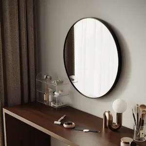 Aluminum Alloy Home Decor Large Gold Round Matel Frame Wall Mounted Big Circle Bathroom Hanging Mirror miroir espejos spiegel