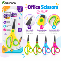 Ciseaux de bureau Bachang en acier inoxydable, lame tranchante, poignée confortable, outil de coupe coloré pour l'école, la maison et l'artisanat, emballage sous blister