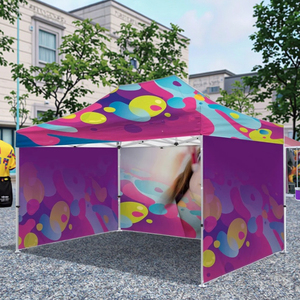 Tenda iklan berbingkai logam campuran aluminium 10x10ft kustom kanopi Pop-up kain Oxford berlapis PU untuk pameran dagang luar ruangan - Product Image 3