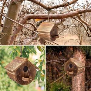 Custom Outdoor <span class=keywords><strong>Bird</strong></span> case, naturale in legno uccello rifugio Bluebird Finch Cardinals Hanger Birdhouse per la visualizzazione del giardino - Product Image 4