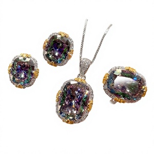 9 Vintage 12*16-10*12mm Cushion Cut Zircon Jewelry Set High Quality <b>Copper</b> Gold Plated 3-Piece Certified Wedding Anniversary - Product Image 6