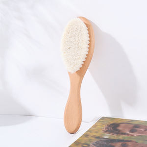 Brosse à cheveux ionique à logo laser, faible MOQ, en bois naturel avec poils <span class=keywords><strong>de</strong></span> chèvre, pour bébés, nouveau-nés et tout-petits, avec coussin, pour le cuir chevelu et le croûtier des enfants - Product Image 5