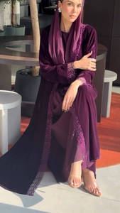 Conjunto de Abaya de Lujo Loriya, Vestido Interior con Top Exterior Coordinado, Ropa Islámica Modesta <span class=keywords><strong>para</strong></span> Mujeres Musulmanas - Product Image 3