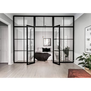 Puerta Doble Abatible de Acero y Vidrio Templado Estilo Confort <span class=keywords><strong>con</strong></span> Acabado para Dormitorio - Product Image 1