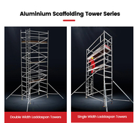 2 mètres 5m 6 m 12m 15m 20m Roues profilées en aluminium Tour d'échafaudage mobile avec escalier pour construction de maison Façade de sol