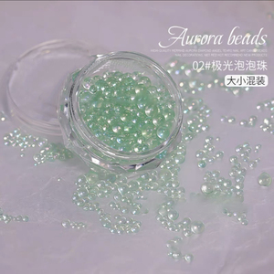 Perles à bulles de verre transparentes aurore colorées japonaises 3D perles de sirène couleur magique dos plat Nail Art petite perle gravier - Product Image 2
