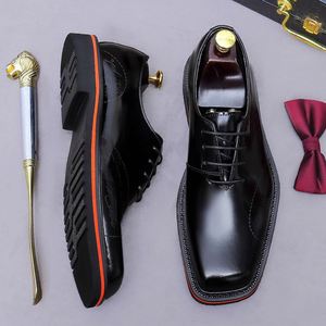 Zapatos Formales y Casuales para Hombre, Color Marrón, Punta Cuadrada, Transpirables, Antideslizantes, con Cordones, Hechos a Mano, Novedad 2025 - Product Image 3