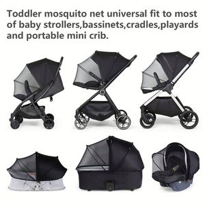 Pare-soleil et moustiquaire universels 2-en-1 pour poussette, housse de poussette avec protection UV et fermeture éclair bidirectionnelle pour landau - Product Image 6