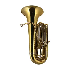 Instrumento de latón de 4 pistones, laca dorada, tono Bb, marcha, Tuba