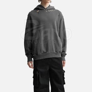 Servicio OEM al por mayor mejor diseño sudaderas con capucha desgastadas con cremallera logotipo personalizable Color sólido ligero para la temporada de otoño - Product Image 5