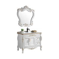 Coiffeuse de salle de bain moderne et antique en PVC à double porte sur pied Coiffeuse de salle de bain avec lavabo Miroir de salle de bain pour hôtel