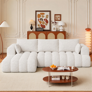 Canapé d'angle modulable en chenille moderne, sans assemblage, avec base antidérapante, canapé ergonomique effet nuage pour salon - Product Image 1