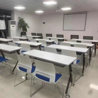 Table de formation et de conférence pliable de style moderne, facile à assembler, avec plateau en mélamine et structure métallique pour bureaux, ateliers et postes de travail