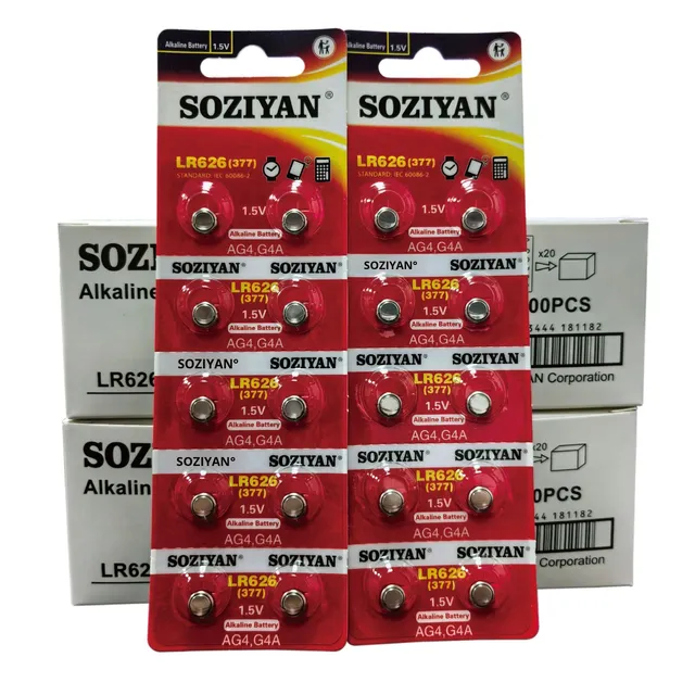 Soziyan/Songzhiyuan Alkaline Button Battery AG4 377A LR626 Digital Watch Battery New Condition in Stock
