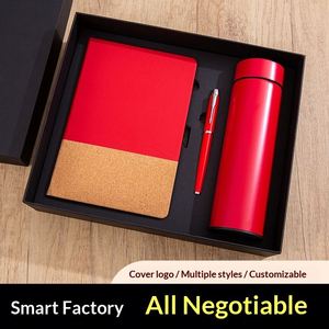 Custom Logo Embossed Business Faux Leather Saddle Stitched Notebook Gift Box Set Office <b>Notepad</b> Diary Annual Meeting Gift - Product Image 4