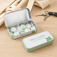 Boîte en métal rectangulaire en fer blanc à couvercle articulé, bord arrondi, gaufrée argentée, pour bonbons, emballage pour commandes en gros