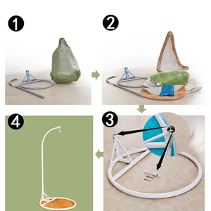 Mobilier d'extérieur balançoires de patio balançoire œuf suspendue chaise cocons avec support en métal chaise suspendue de jardin en rotin et osier d'intérieur - Product Image 6