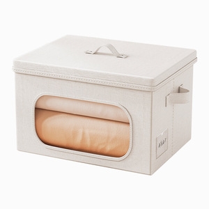 Clothing Organizer Storage Box Rectangle With Viewing Window Washable Cotton Linen Foldable Wardrobe Large Size Bedroom Use - Product Image 5