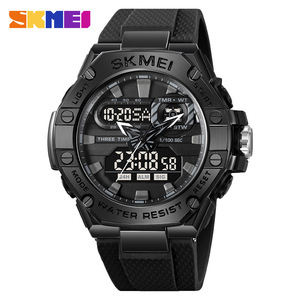 Skmei Men's Sports Watch Dual Display Electronic Watch Waterproof TPU Strap Military Green Black Alarm <b>Led</b> Flashlight - Product Image 5