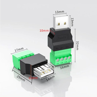 4 pines USB 2,0 tipo macho hembra Terminal de giro USB Terminal de giro evitar enchufes de soldadura enchufe USB cabeza macho conector de cabeza hembra