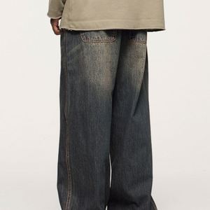 Pantalones rectos de corte personalizado de fábrica, pantalones vaqueros holgados, pantalones vaqueros de mezclilla de gran tamaño para hombre, pantalones vaqueros holgados antiguos Vintage para hombre, talla para hombre - Product Image 5