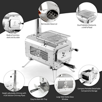 Camping En Acier Inoxydable Portable Pliant Extérieur Tente À Bois Réchaud Camping Grilles Tente Sauna Réchaud Avec Tuyau