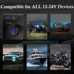 3 Ports Car Charger <strong>Socket</strong> Dual 45W PD Type C &amp; 18W QC 3.0 <strong>with</strong> Voltmeter and Button Switch, <strong>USB</strong> Charger <strong>Socket</strong> for 12V/24V Car - Product Image 4