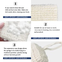 Éponge de bain rectangulaire épaisse en coton et lin naturel avec boucle de suspension, réutilisable, exfoliante, écologique, pour le corps et la douche