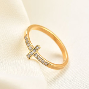 <b>Cross</b> Crystal Fashion <b>Ring</b> Slim Band Crystal Accent Gold Color <b>Silver</b> Color for Women Gift Jewelry - Product Image 5