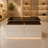 Lemari pajangan perhiasan modern komersial, kabinet kayu lapis E0 ukuran custom, finishing cat bakar, dikirim unit lengkap, untuk toko atau kamar tidur.