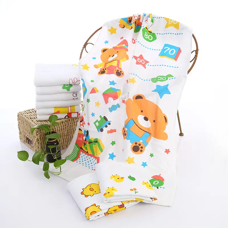 Organic Muslin Baby Towel Cotton Gauze Super Soft Baby Bath Towel 2 Layers Infant Towel