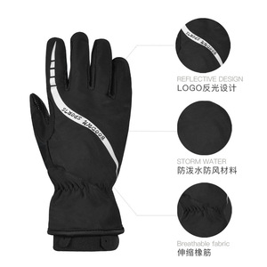 Gants de ski d'hiver pour hommes, doublés de polaire, épais, chauds, résistants au froid, hydrofuges, noirs, pour adultes - Product Image 2