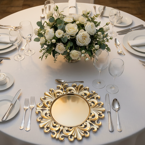 Assiettes de Présentation en Plastique Durables et Réutilisables de 13 Pouces, Motif Personnalisé de Luxe pour Mariages, Anniversaires et Dîners – Offre Spéciale - Product Image 1
