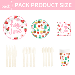 DAMAI Nuevo Juego de Vajilla Desechable con Diseño Personalizado Temático de Verano, Platos, Vasos y Servilletas de Papel para Postres y Cena con Temática de Helado - Product Image 6