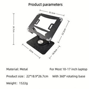 Support portable pour ordinateur portable en métal, ergonomique, rotatif à 360 degrés, réglable en hauteur, pliable, pour iPad et tablette PC MacBook - Product Image 6
