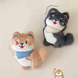 Adorable Colgante de Peluche Shiba Inu, Lindo Perro de Dibujos Animados para Bolsos y Mochilas, Amarillo/Caqui/Negro - Product Image 6