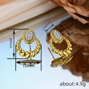 Orecchini Geometrici Ovali Bicolore per Donne, Design Vintage, Accessori per Orecchie da Indossare Quotidianamente - Product Image 4